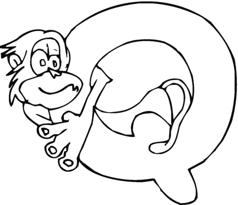 Q Monkey Coloring Page